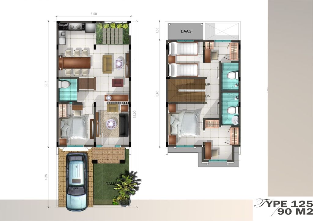 foto denah rumah tipe 9M perumahan Komplek Malibu Junction