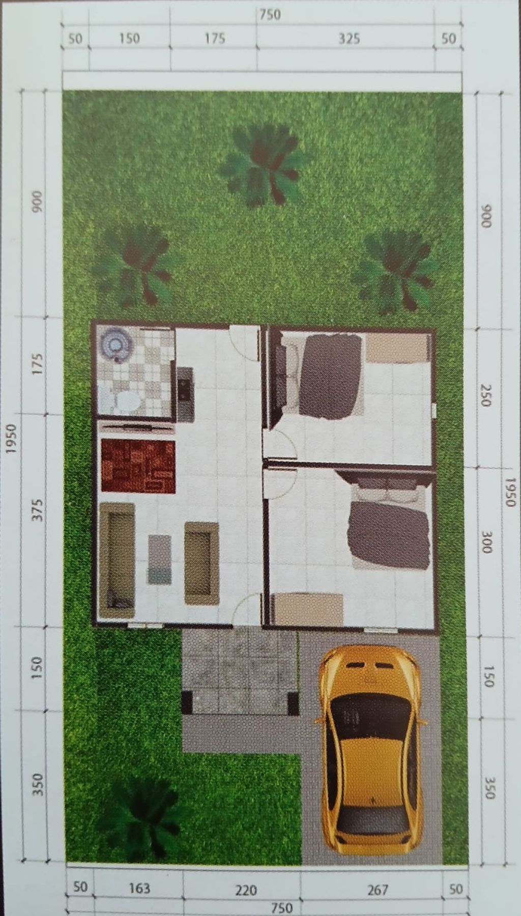 foto denah rumah tipe 36 perumahan TAMAN MEKAR INDAH BLOK AZ TAHAP 1