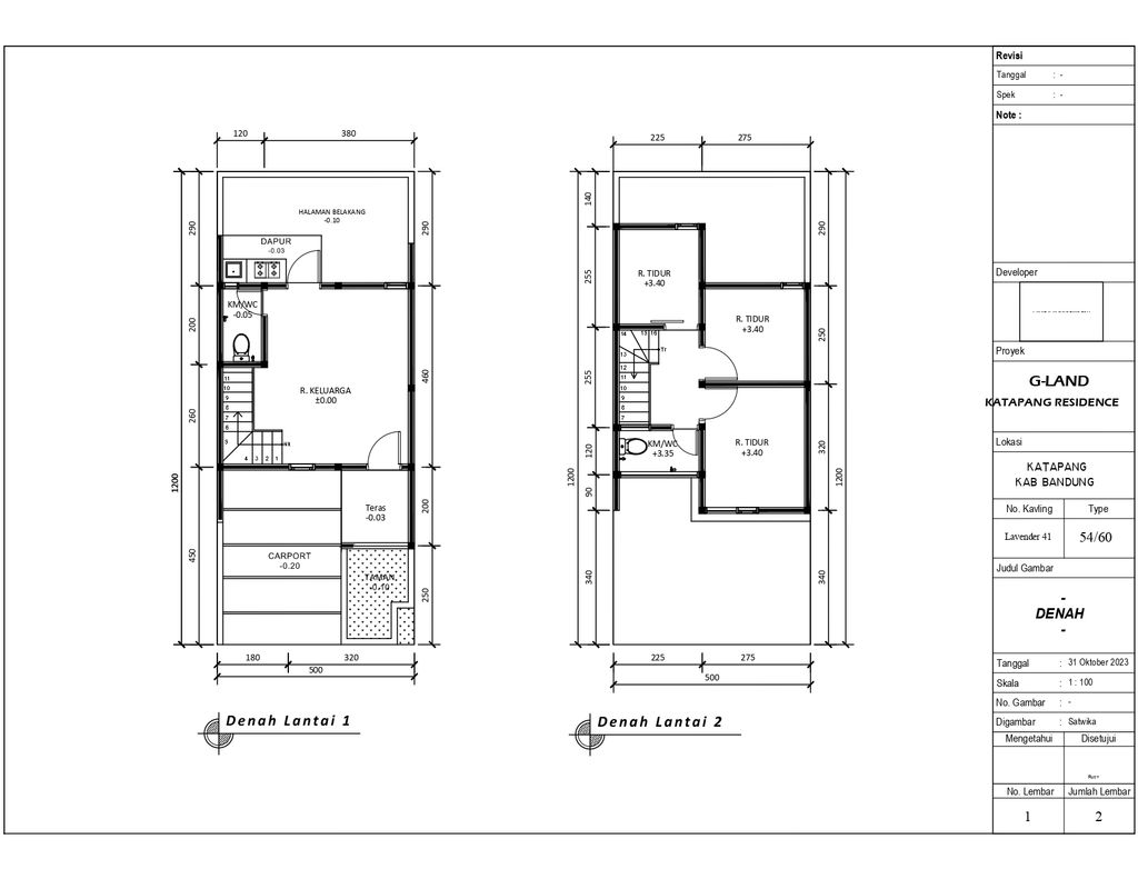 foto denah rumah tipe 54 Compact (3 kamar) (535) perumahan G-Land Katapang Residence 1