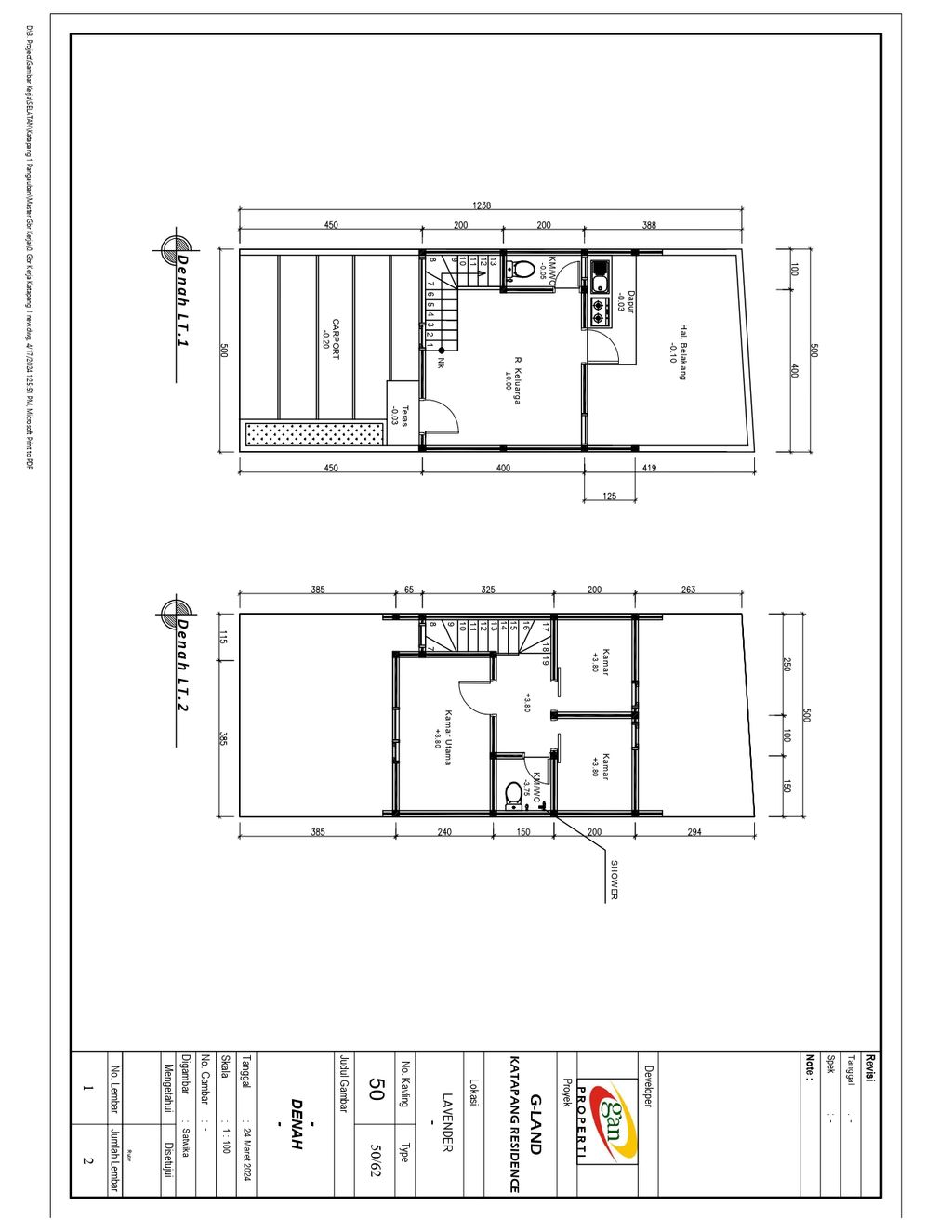 foto denah rumah tipe 50 Compact (3 Kamar) High Ceiling (506) perumahan G-Land Katapang Residence 1