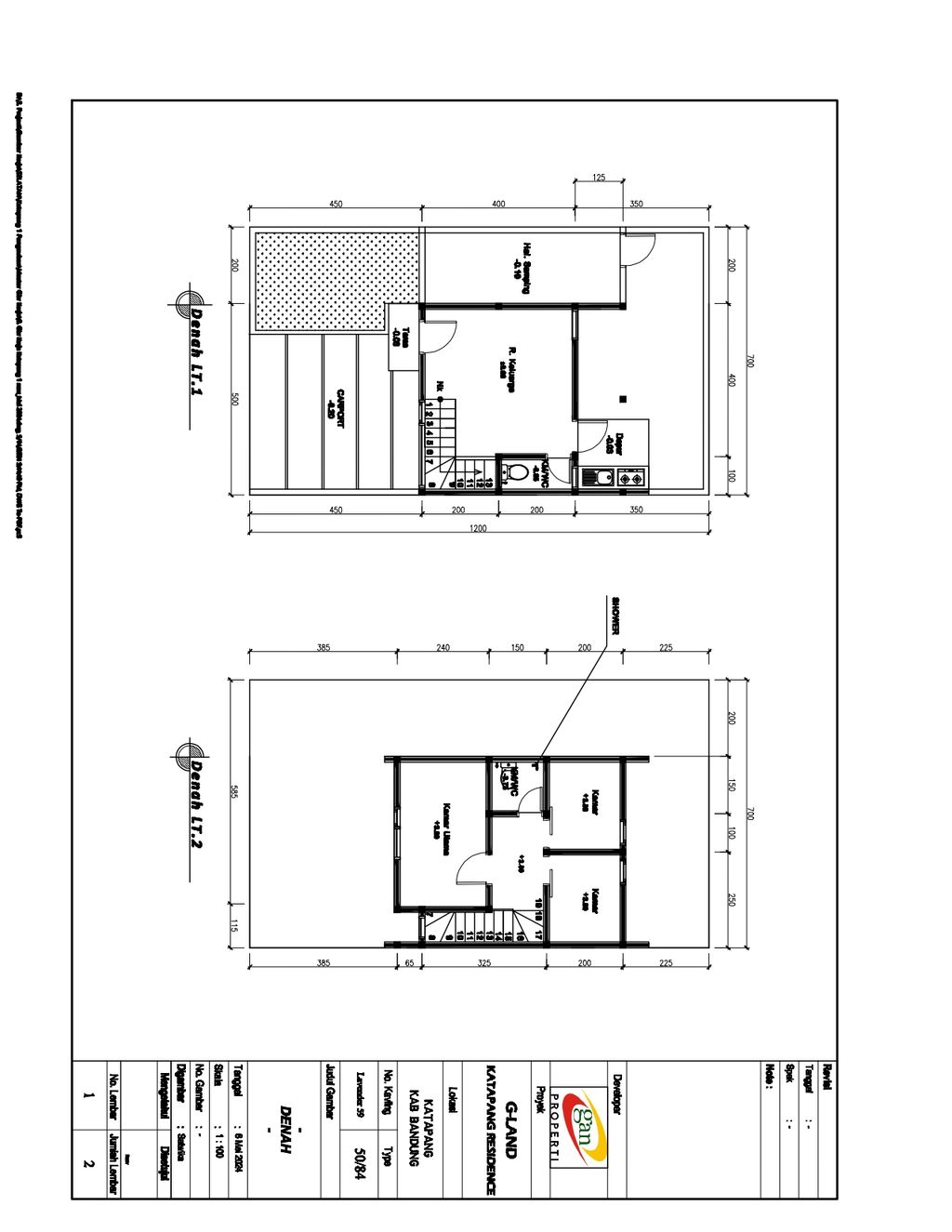 foto denah rumah tipe 50 Compact (3 Kamar) High Ceiling (594) perumahan G-Land Katapang Residence 1