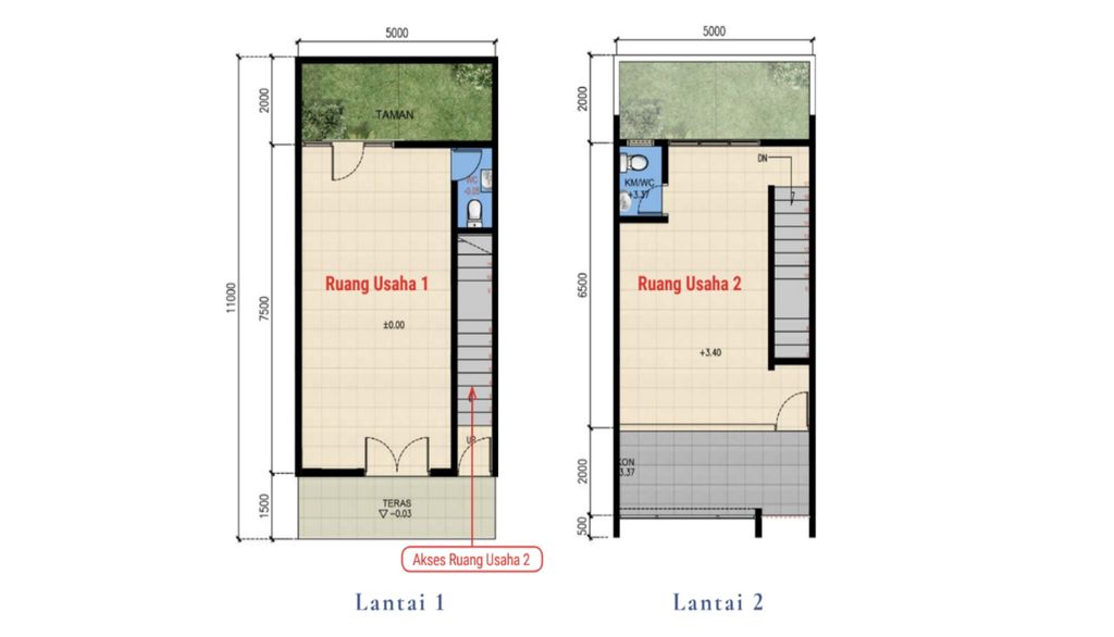 foto denah rumah tipe THE PLAZA 2LT 81/55 (FEB 24) perumahan RUKO THE PLAZA - PANJIBUWONO CITY BEKASI