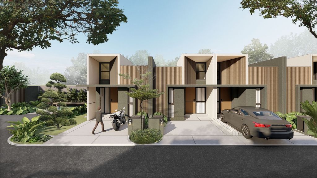 foto tampak rumah tipe Azalea Hoek perumahan Terranea Homes