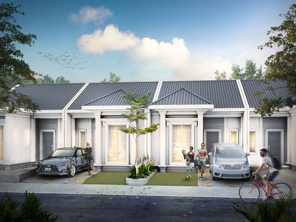 foto tampak rumah tipe Edelweis Pool View (KSJ) perumahan Griya Bintara Alami