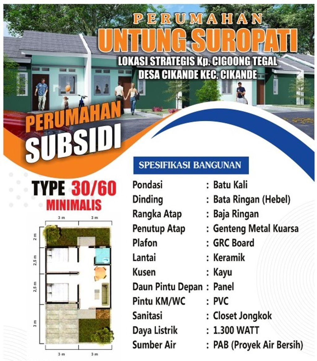 foto tampak rumah tipe 30/60 (166) perumahan UNTUNG SUROPATI