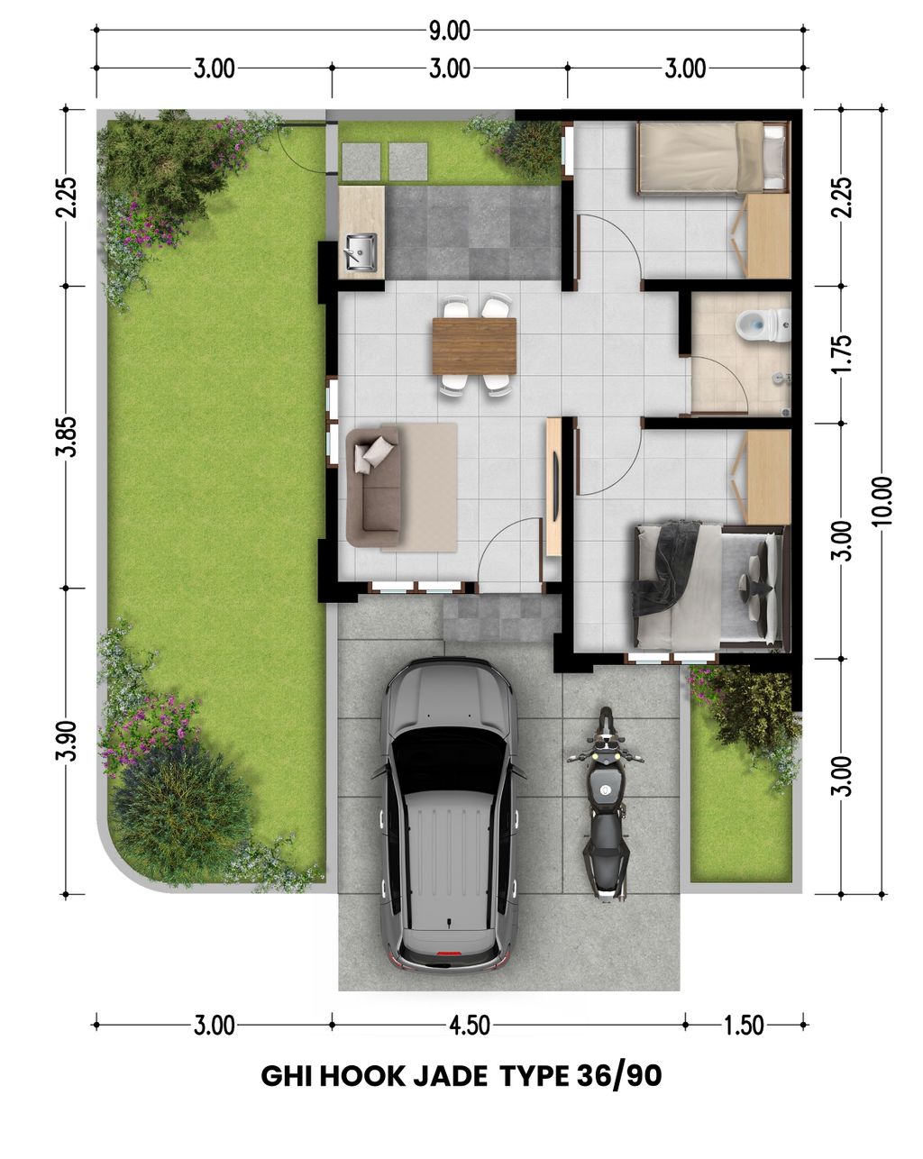 foto denah rumah tipe JADE RP. 390.387.000 perumahan GRAND HARMONI INDAH