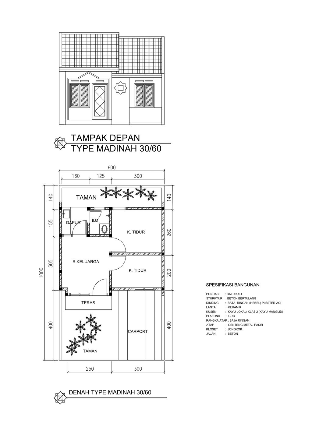 foto denah rumah tipe MADINAH 2024 perumahan Lembur Tauhid Madani