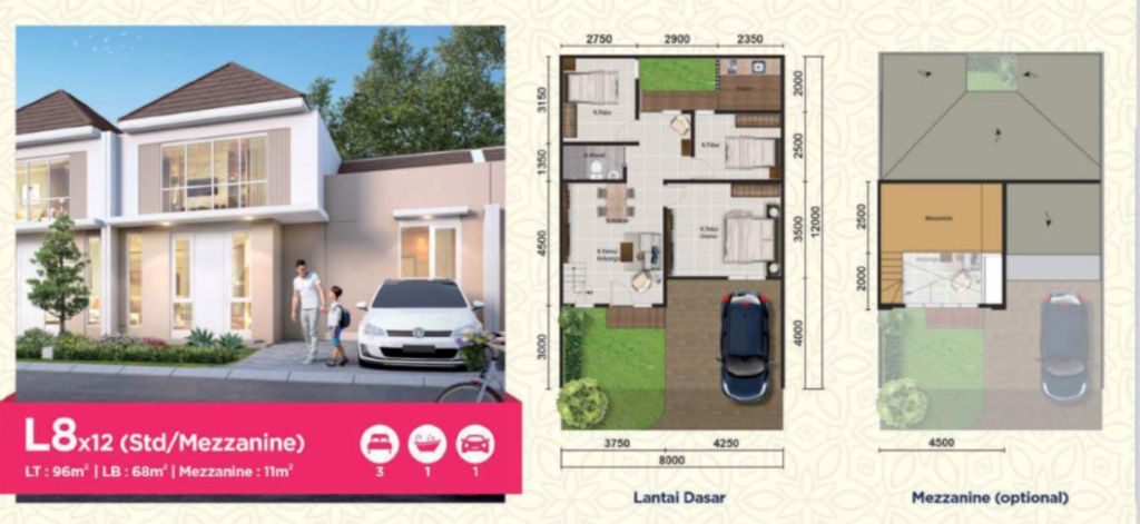 foto denah rumah tipe ASTER 1/21 perumahan PARAMOUNT PETALS TAHAP 1