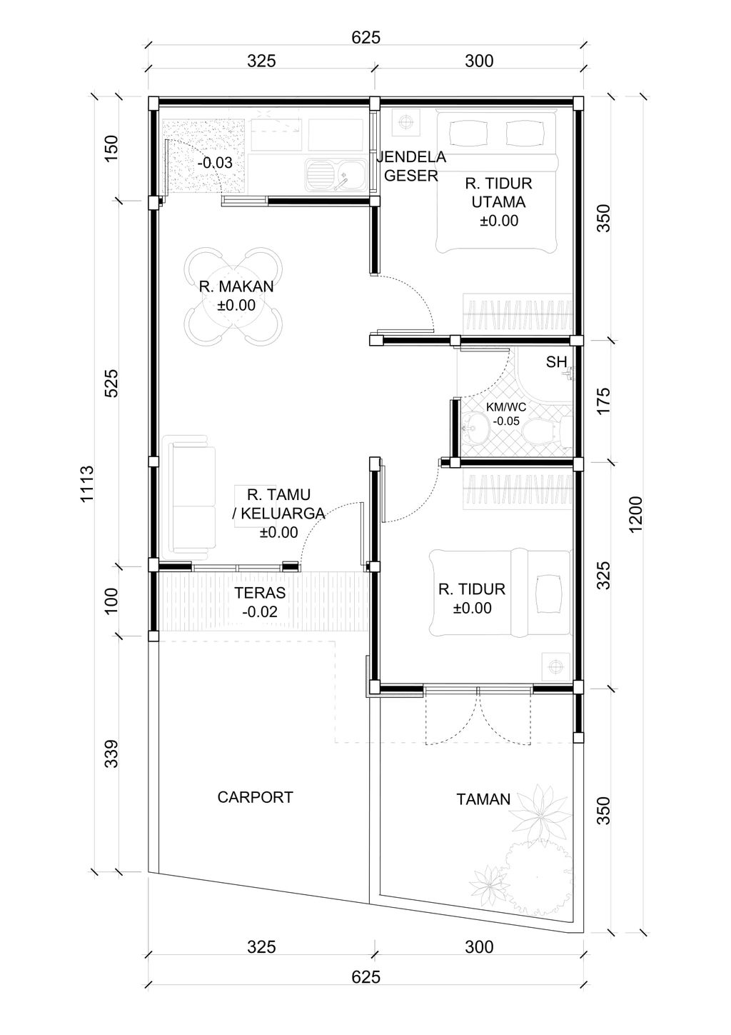 foto denah rumah tipe Adenium 72 perumahan BANJAR MUKTI RESIDENCE 2