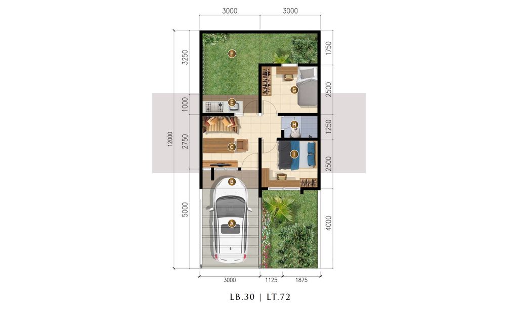 foto denah rumah tipe BOTANICA 32/72 (DES 23) perumahan GRAND TENJO RESIDENCE-OAKWOOD