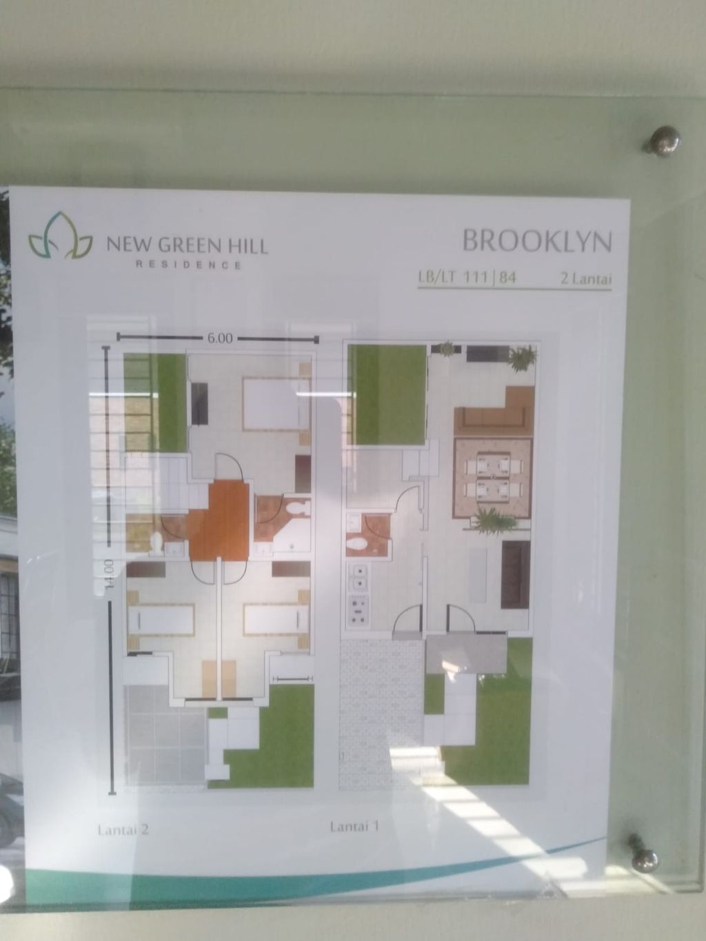 foto denah rumah tipe BROOKLYN perumahan NEW GREEN HILL RESIDENCE (PESONA ALAM GUNUNG ANYAR BB-19)