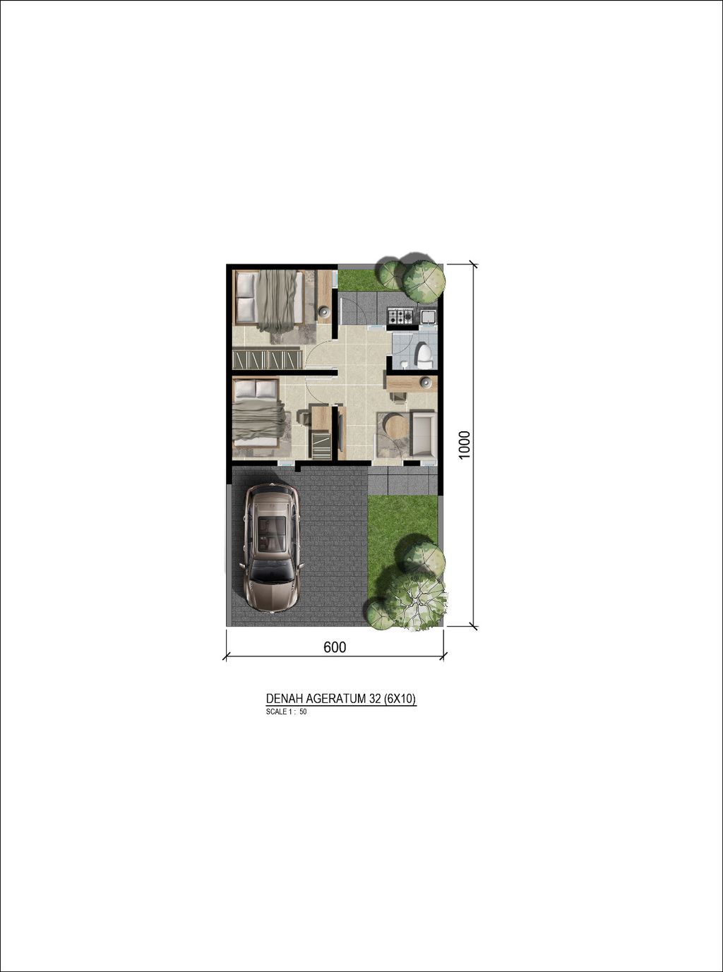 foto denah rumah tipe AGERATUM perumahan MANYAR RIVERSIDE