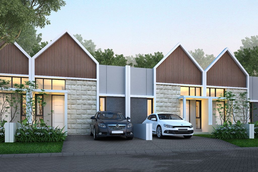 foto tampak rumah tipe AGERATUM PLUS perumahan MANYAR RIVERSIDE