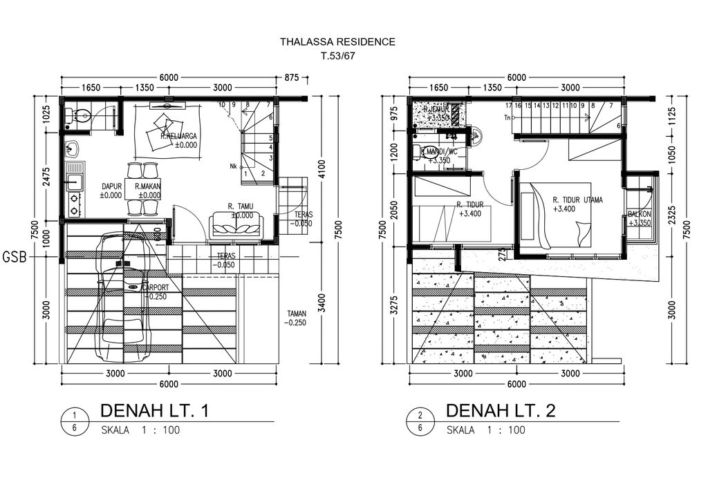 foto denah rumah tipe THALASSA 53/67 perumahan Perumahan Galuh Mas