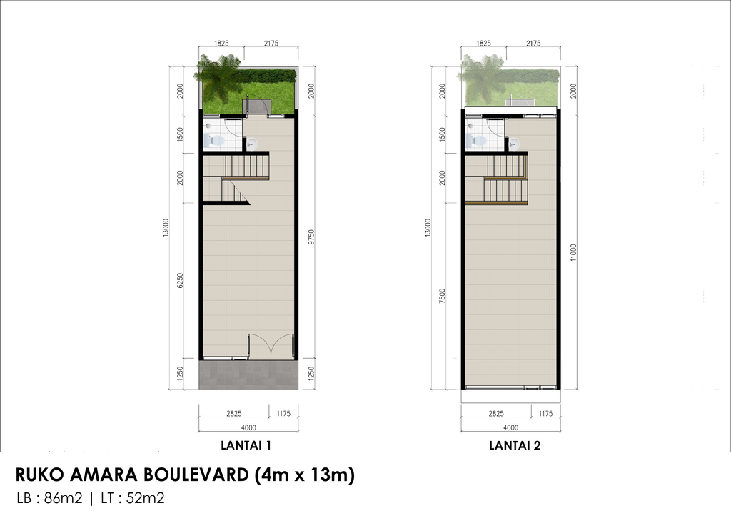 foto denah rumah tipe Amara Boulevard perumahan AMARA RESIDENCE DAN AMARA BOULEVARD SAWANGAN