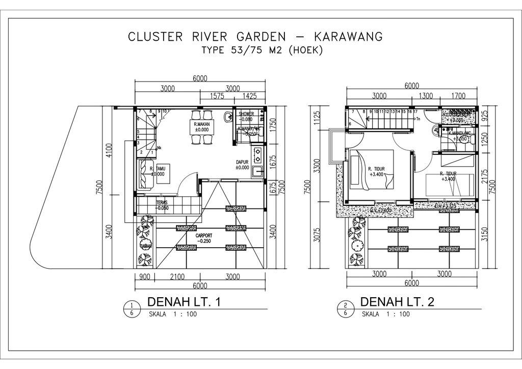 foto denah rumah tipe RIVER GARDEN 53/75 perumahan Perumahan Galuh Mas