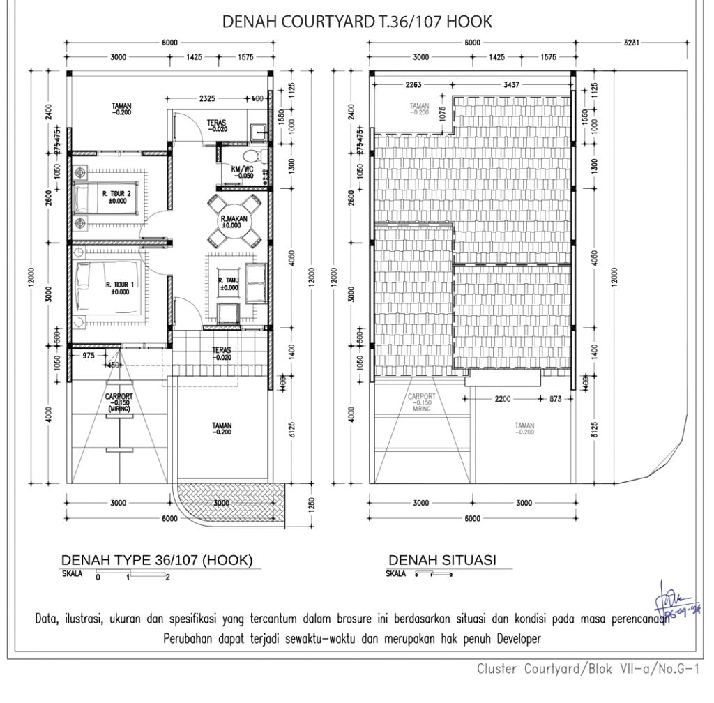 foto denah rumah tipe COURTYARD 36/108 perumahan Perumahan Galuh Mas