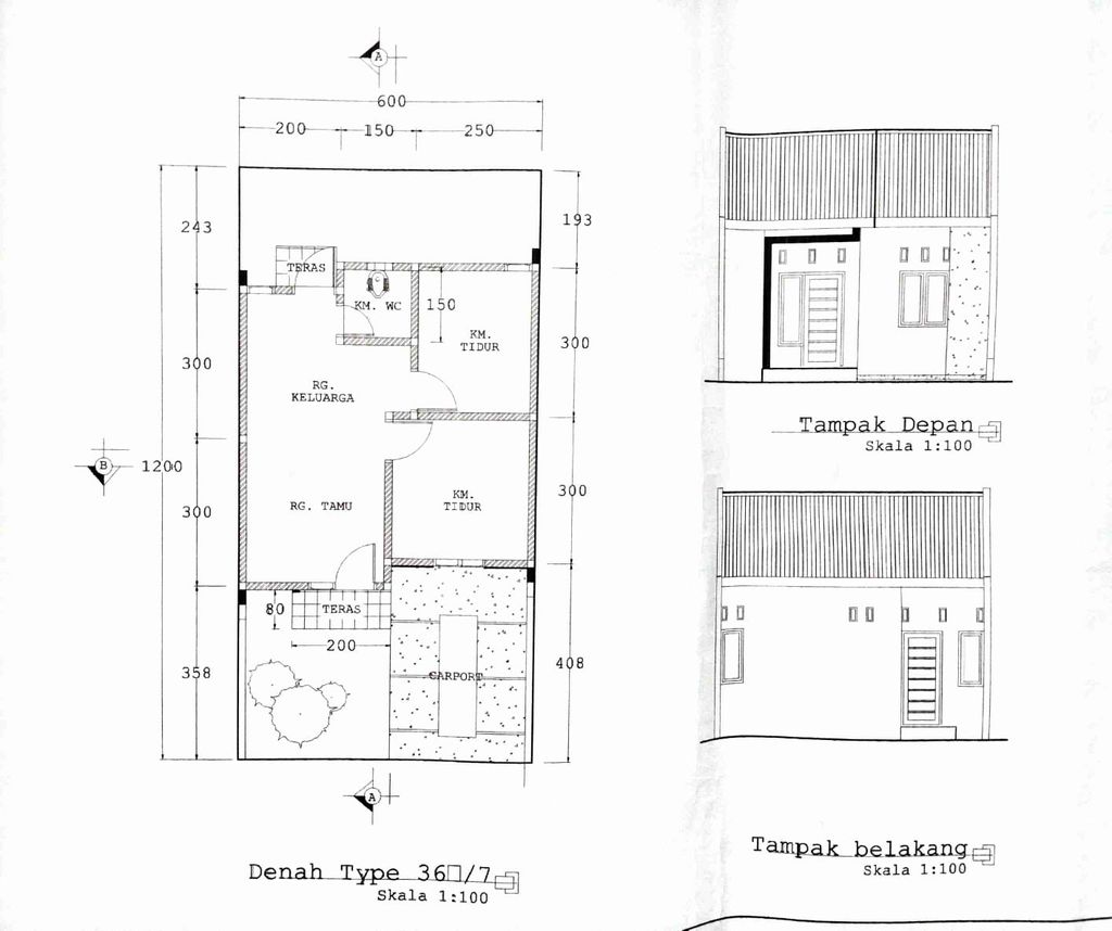 foto denah rumah tipe 36/72 perumahan Bumi Indah Pelangi