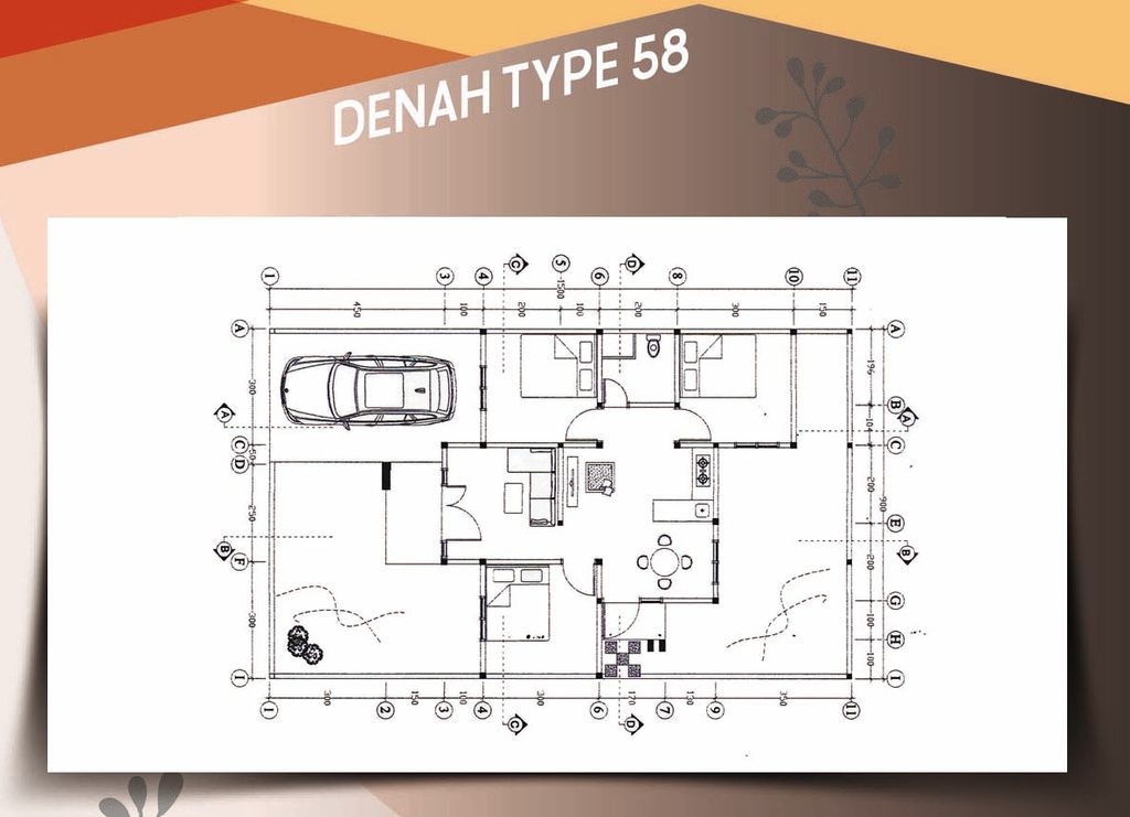 foto denah rumah tipe 58/135 perumahan Planet Green Tiara II