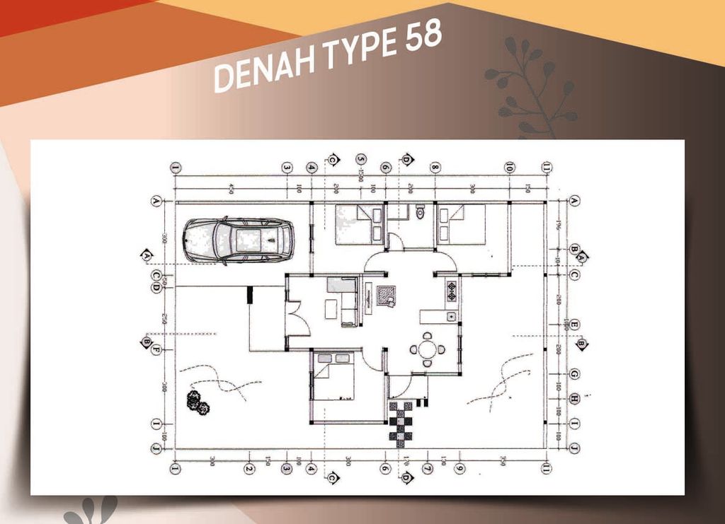 foto denah rumah tipe 58/150 perumahan Planet Green Tiara II