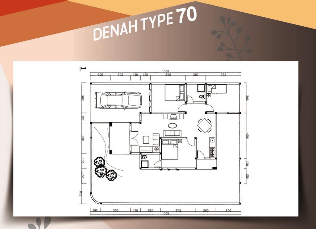 foto denah rumah tipe 70/180 perumahan Planet Green Tiara I