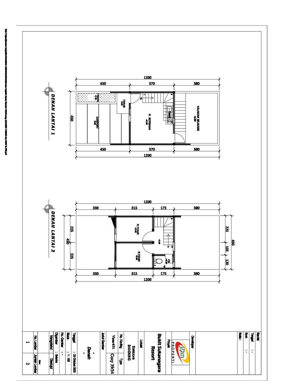 foto denah rumah tipe 39 Compact - Cozy (298) perumahan Bukit Sukanagara Resort