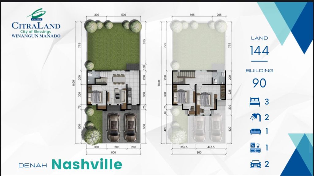 foto denah rumah tipe NASHVILLE perumahan CITRALAND MANADO