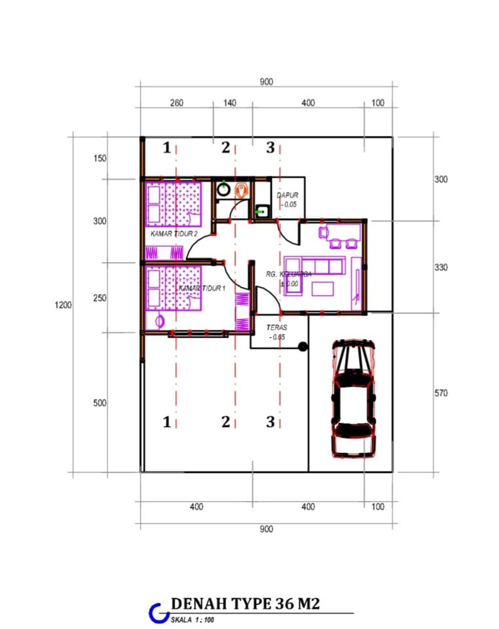foto denah rumah tipe 36 perumahan PESONA MILLENIAL RESIDENCE