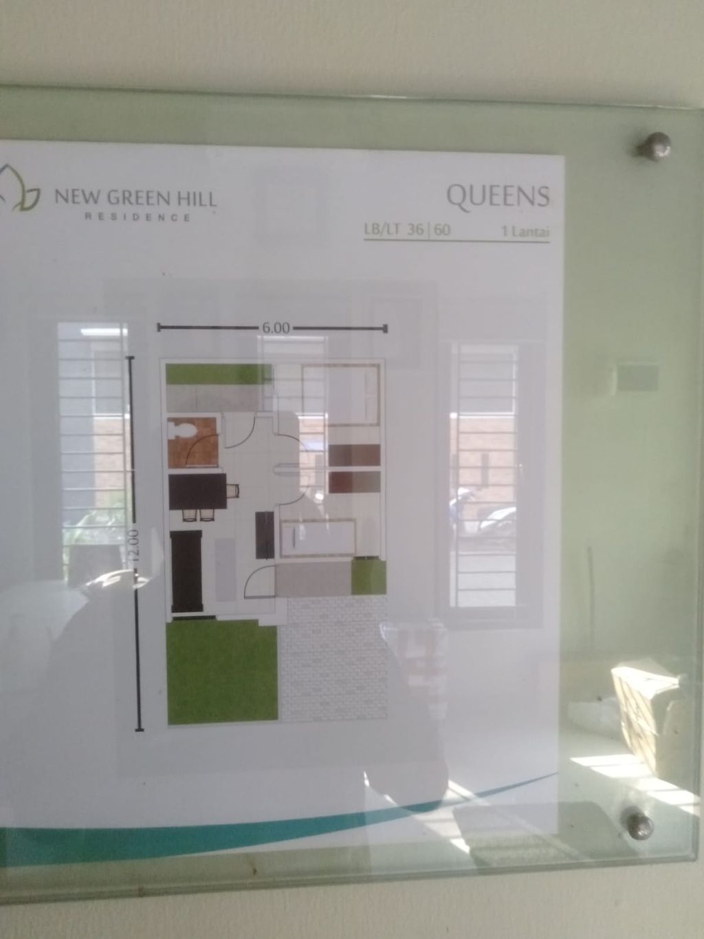 foto denah rumah tipe QEENS perumahan NEW GREEN HILL RESIDENCE II