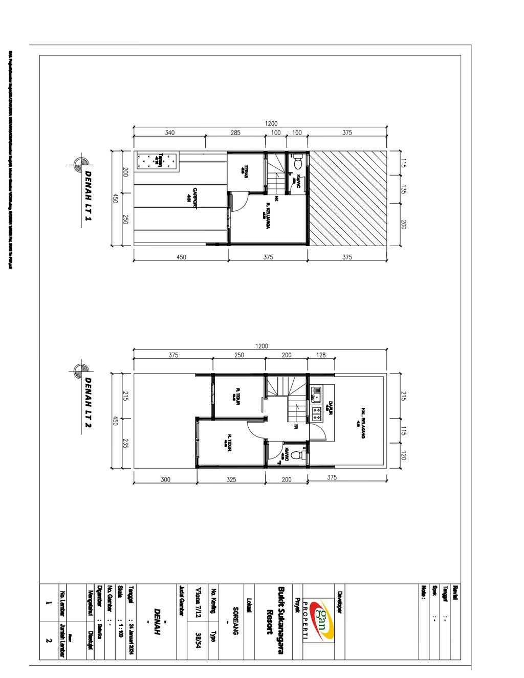 foto denah rumah tipe 38 Compact 2 Kamar HC (300) perumahan Bukit Sukanagara Resort