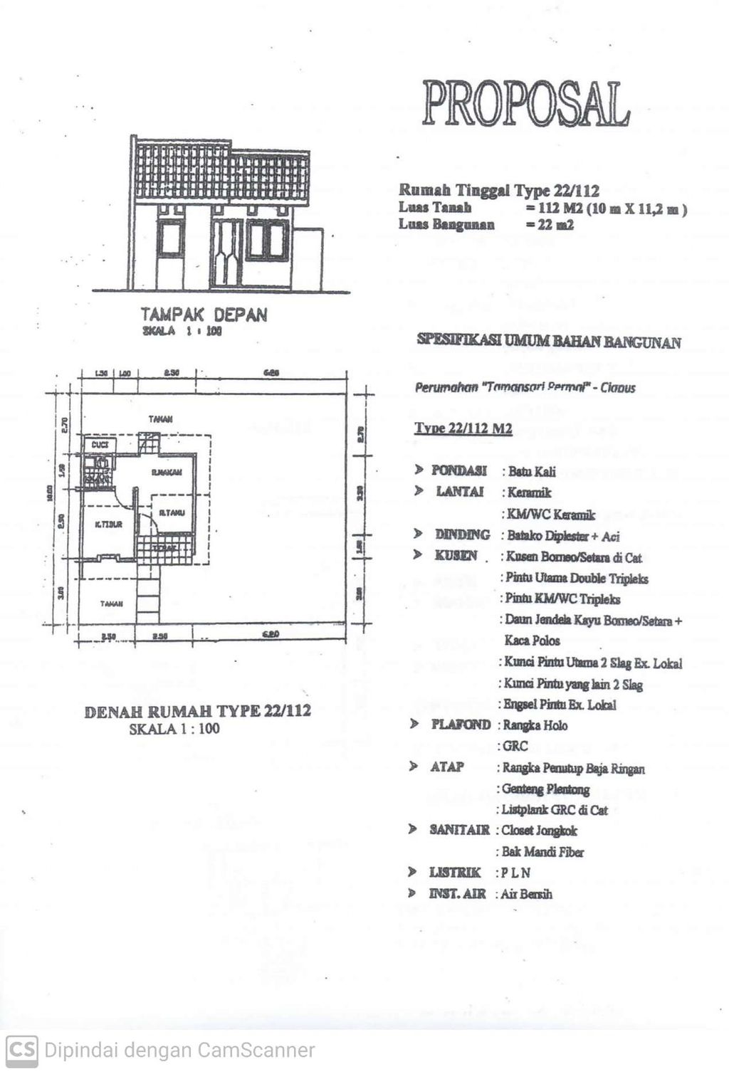 foto denah rumah tipe 22 perumahan Tamansari Permai