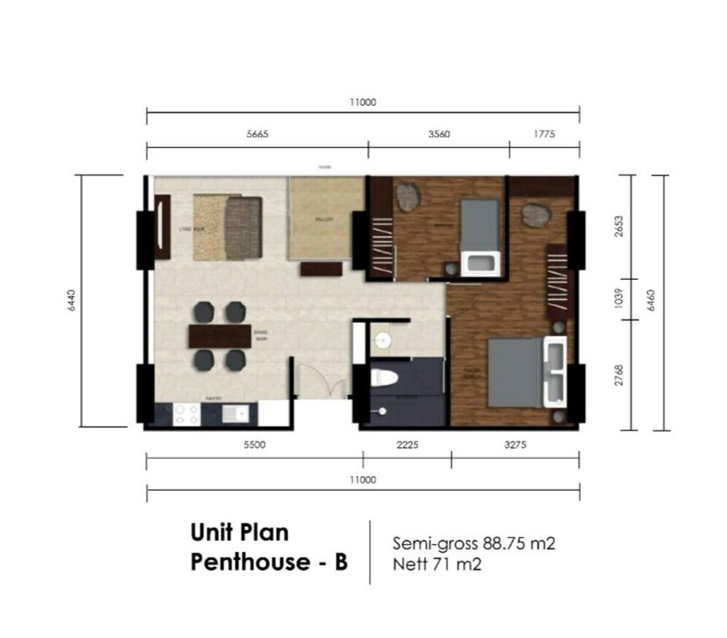 foto denah rumah tipe PENTHOUSE perumahan APARTEMEN BROOKLYN