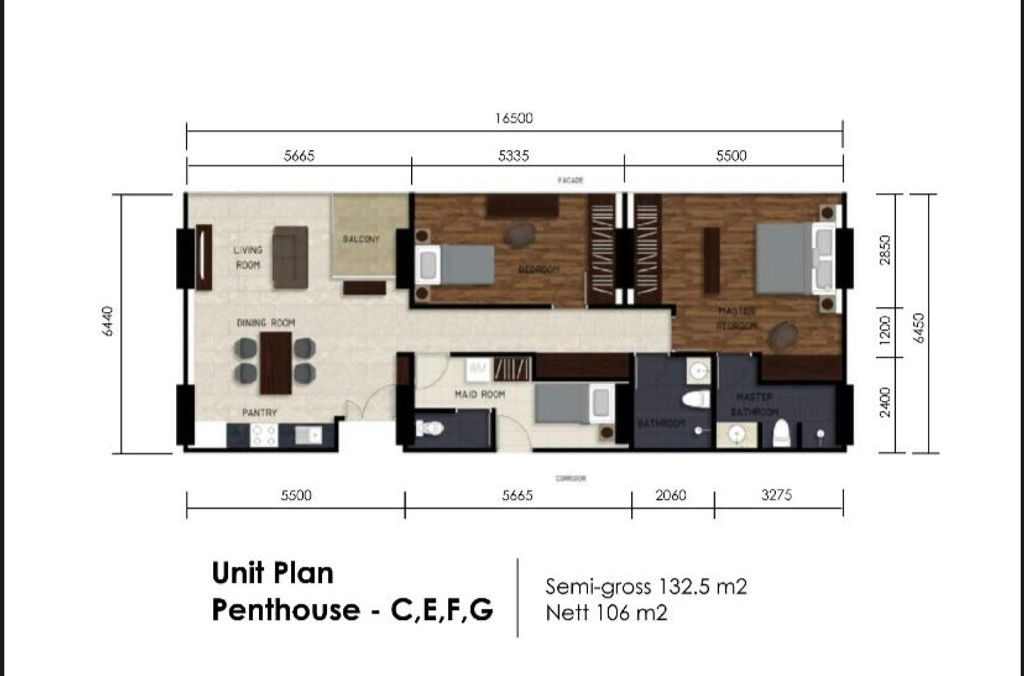 foto denah rumah tipe PENTHOUSE perumahan APARTEMEN BROOKLYN