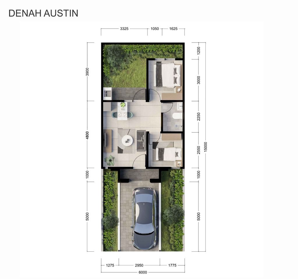 foto denah rumah tipe AUSTIN perumahan CITRAGARDEN T2