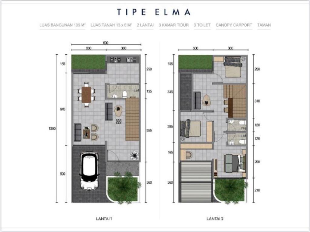 foto denah rumah tipe ELMA perumahan Johor Summerville