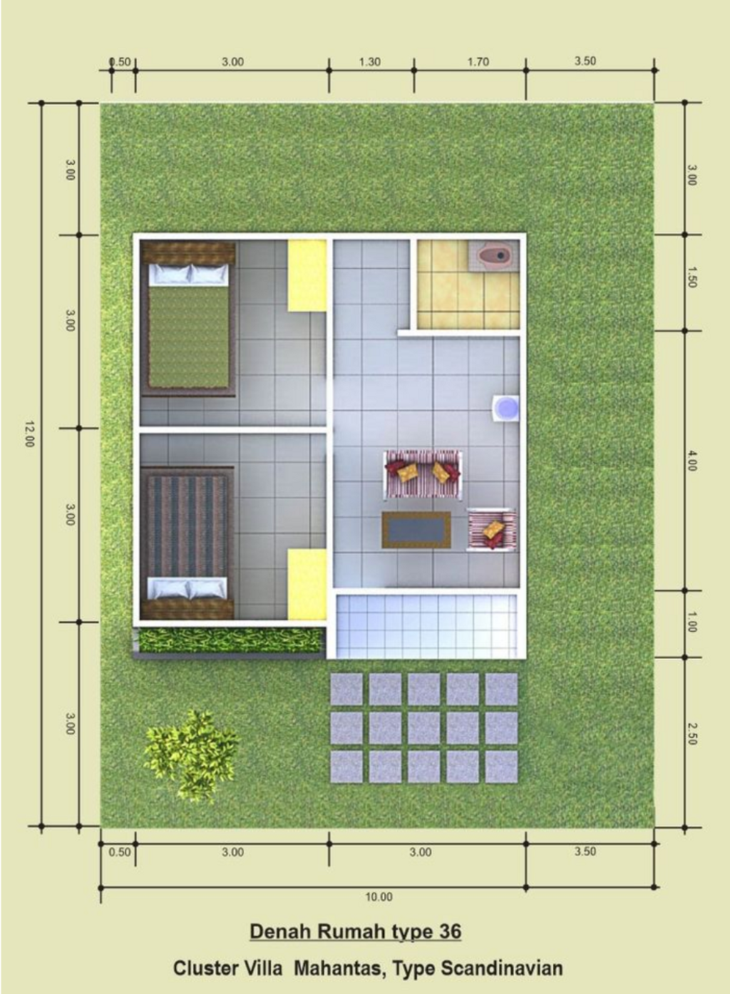 foto denah rumah tipe Scandinavian perumahan New Cluster Villa Bakung