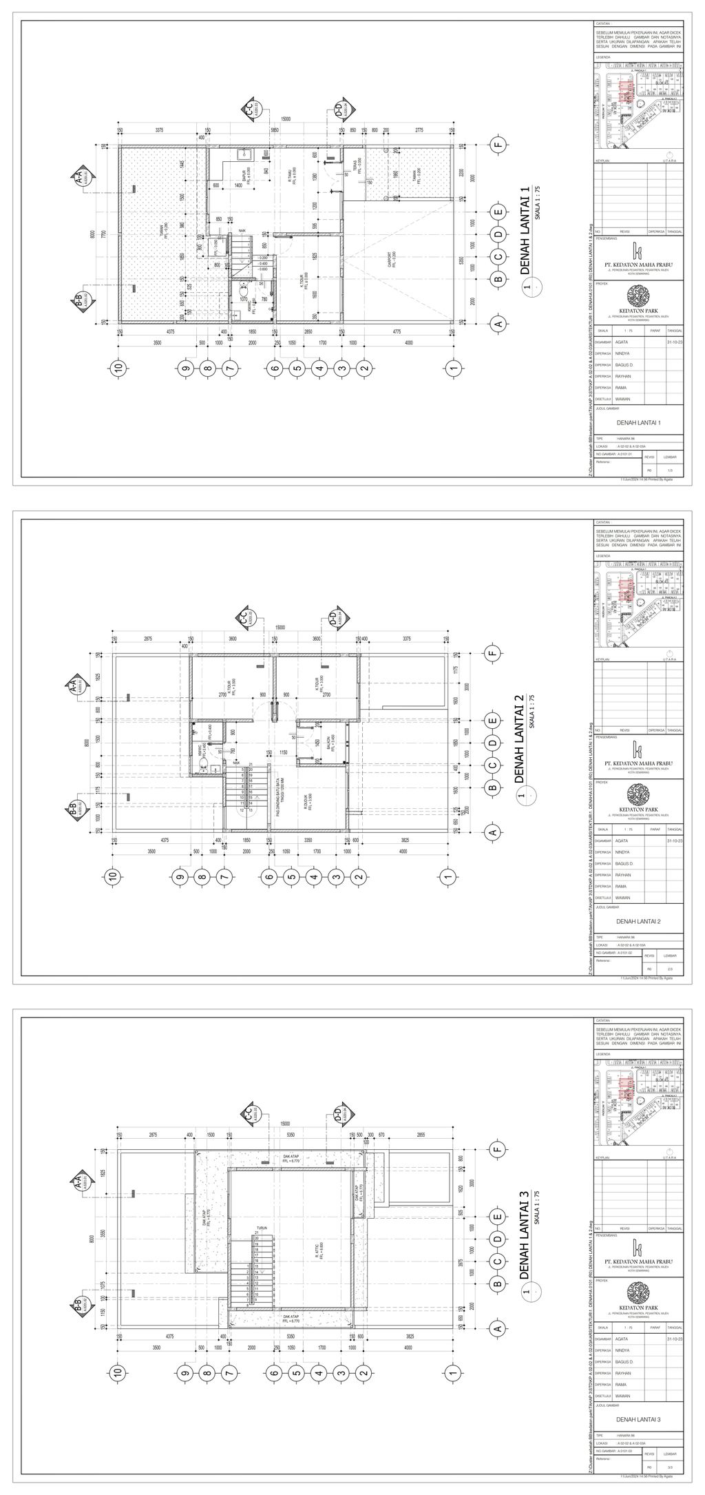 foto denah rumah tipe Hanara KP A05/07 perumahan KEDATON PARK TAHAP 3B