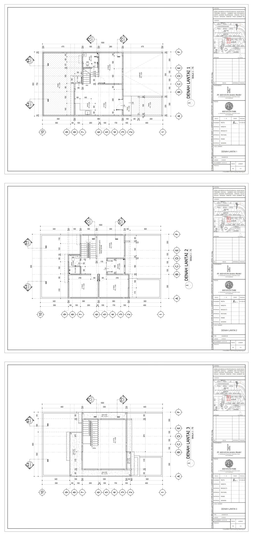 foto denah rumah tipe Hanara KP A05/03A perumahan KEDATON PARK TAHAP 3B