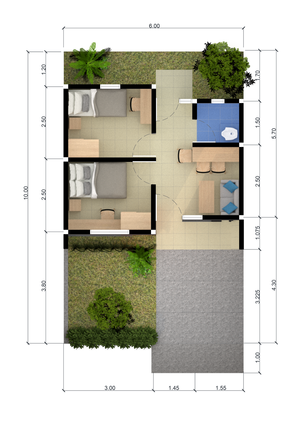 foto denah rumah tipe 30/60 perumahan BUKIT PERMATA INDAH