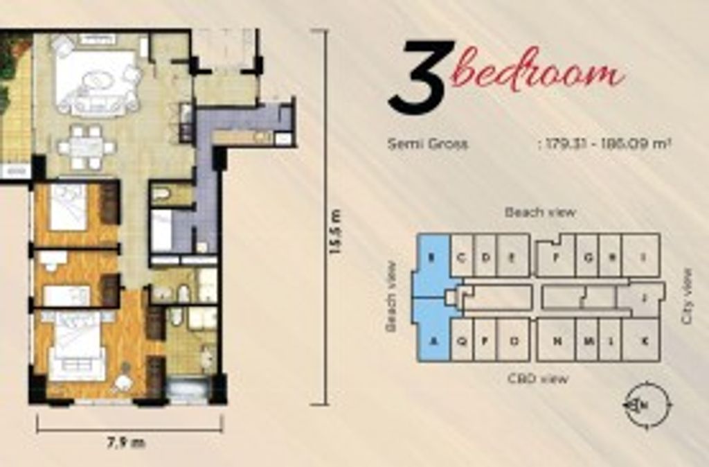 foto denah rumah tipe 3BR perumahan MNC LAND SURABAYA