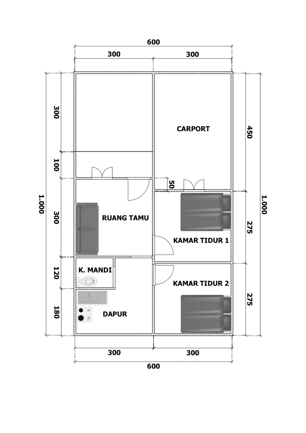 foto denah rumah tipe 30/60 perumahan ALFA RESIDENCE 14