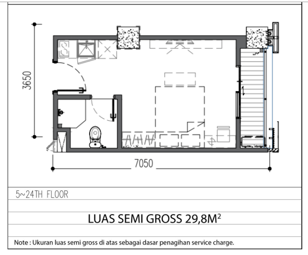 foto denah rumah tipe Studio E perumahan APARTEMEN ANWA RESIDENCE