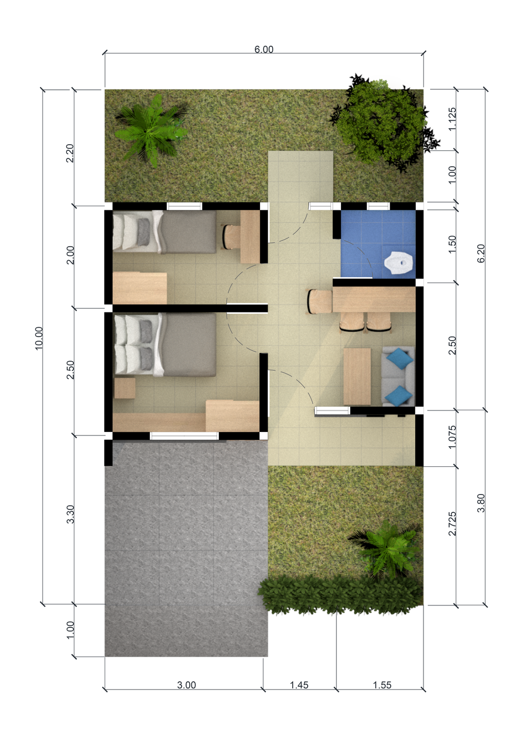 foto denah rumah tipe 27/60 perumahan BUKIT PERMATA INDAH