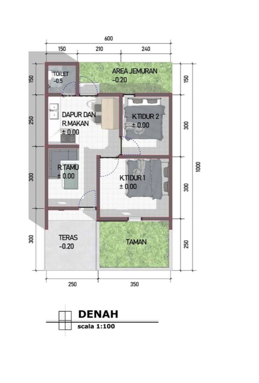 foto denah rumah tipe NEW36 perumahan KAPURAN CENTER POINT