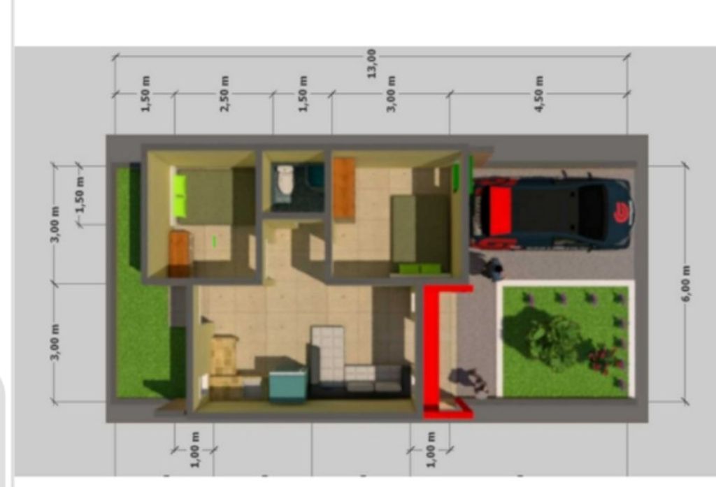 foto denah rumah tipe 36/78 (Subsidi Baru) perumahan Sari Bougenville Residence