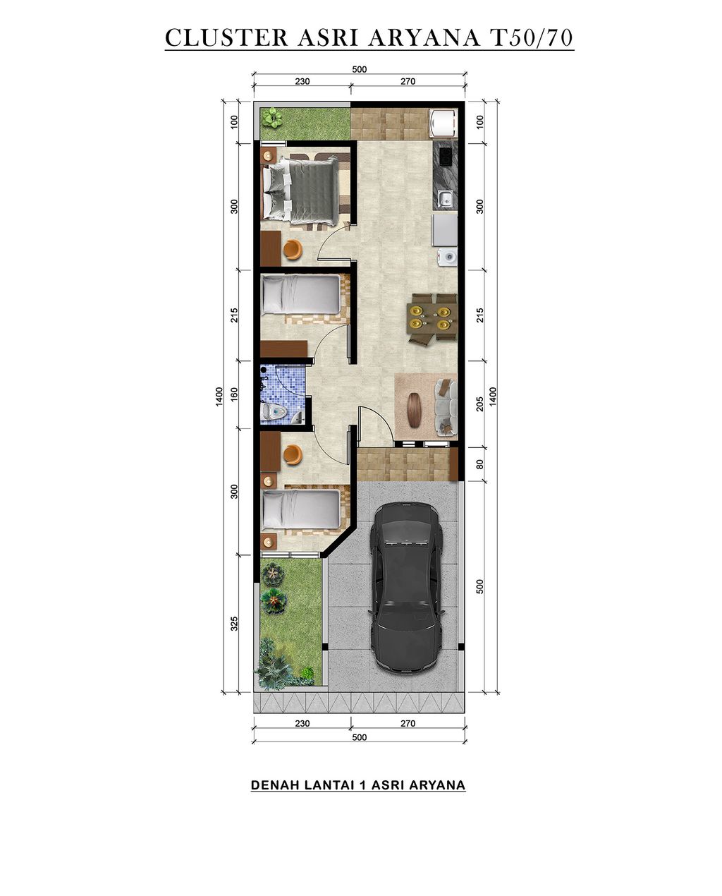 foto denah rumah tipe 50/70 perumahan ARYANA KARAWACI 3