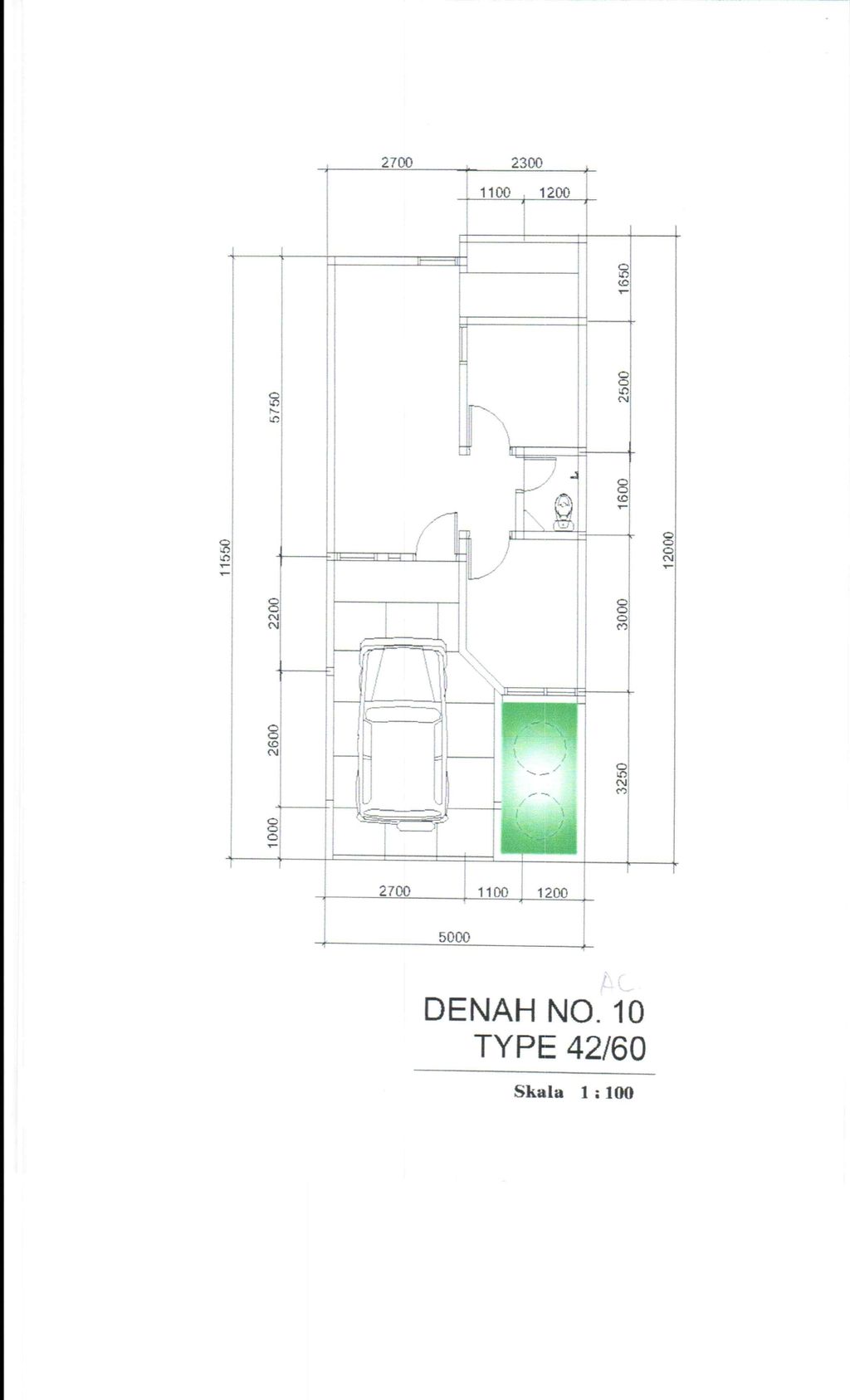 foto denah rumah tipe 42/60 perumahan ARYANA KARAWACI 3