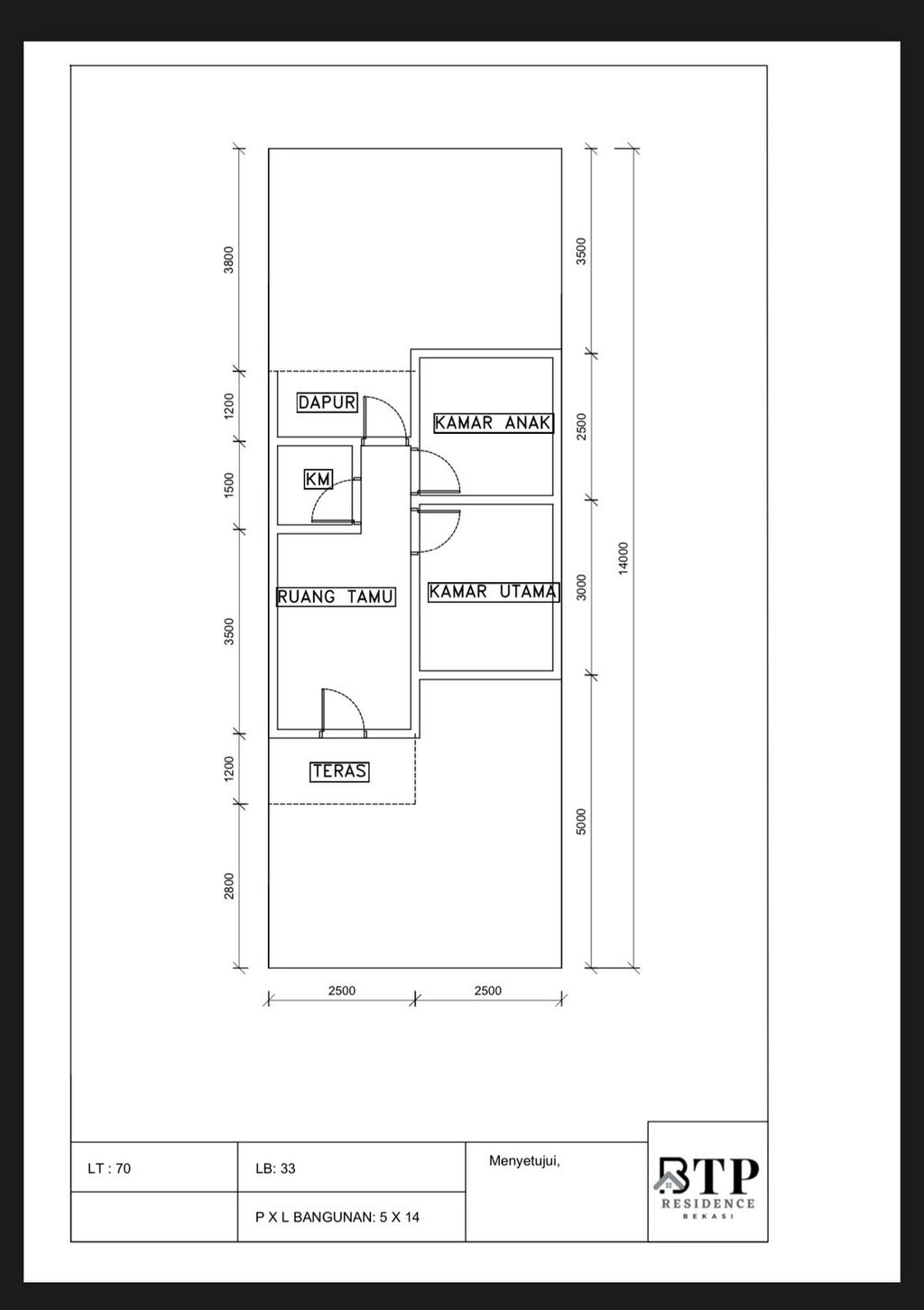 foto denah rumah tipe 30/70 perumahan BTP RESIDENCE
