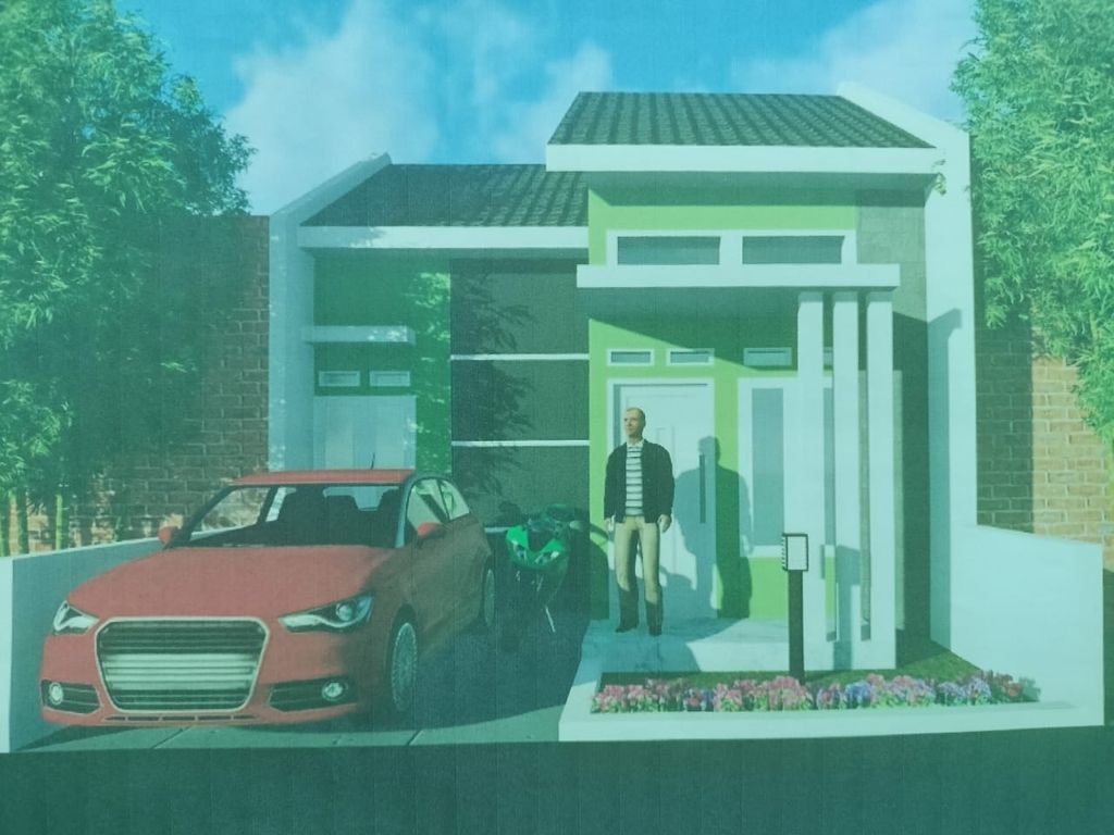foto tampak rumah tipe 36/60 perumahan Artha Graha Surapandan