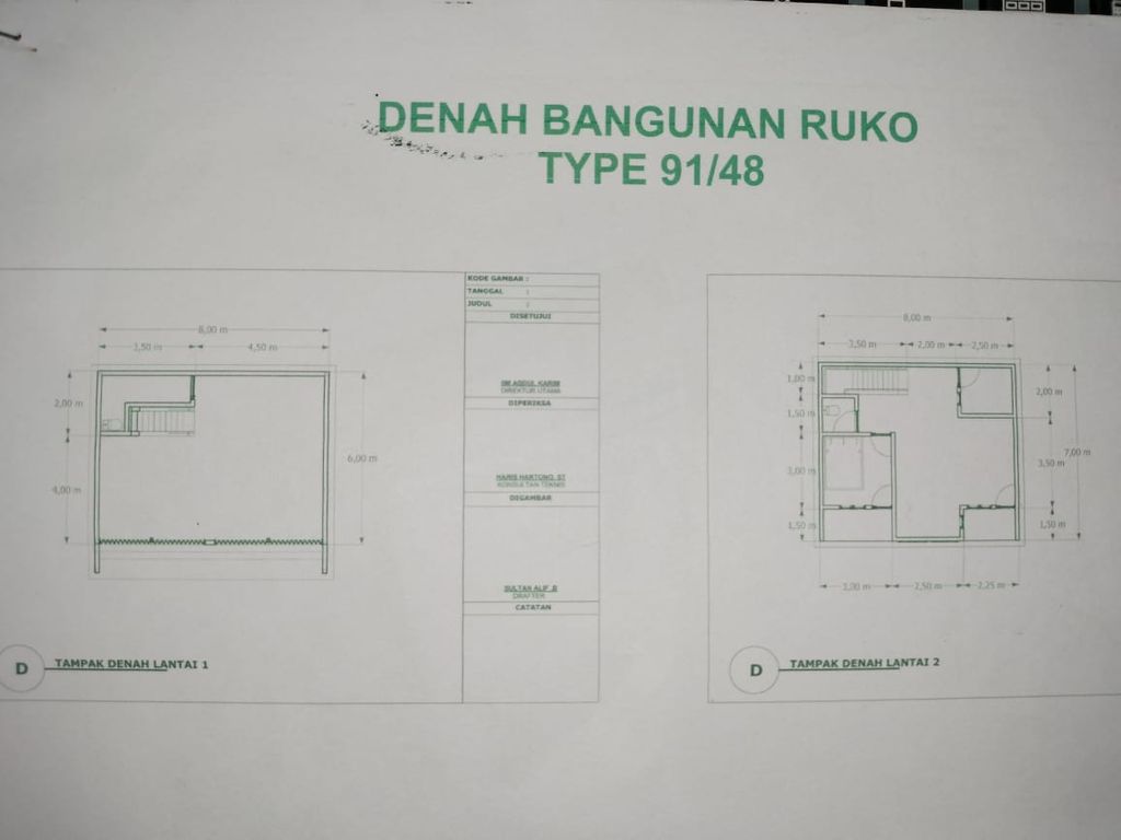 foto denah rumah tipe Ruko perumahan Artha Graha Surapandan